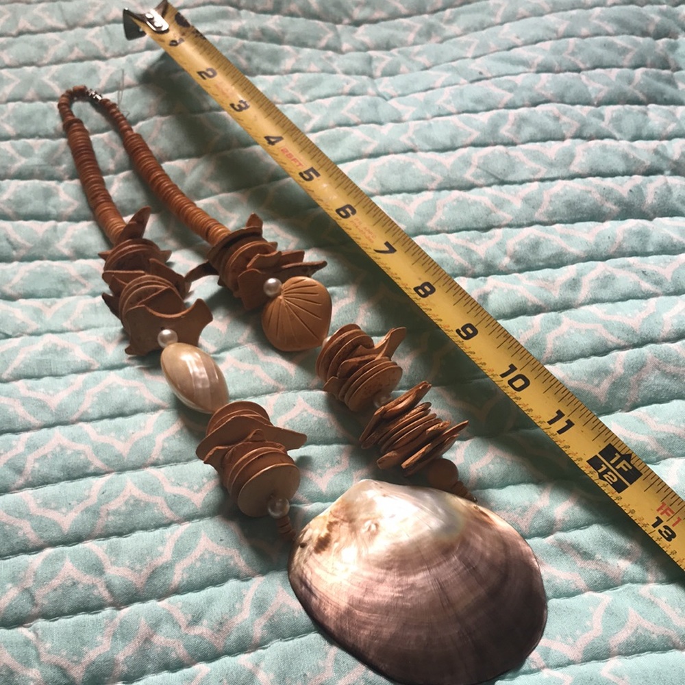 Large Shell And Coconut Husk Statement Necklace - image 6